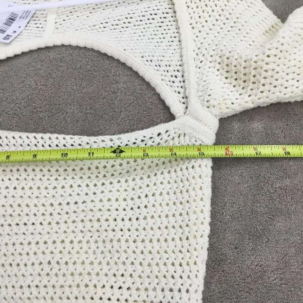 AMERICAN EAGLE Long Sleeve Cream Square Neck Knit Sweater Sz L